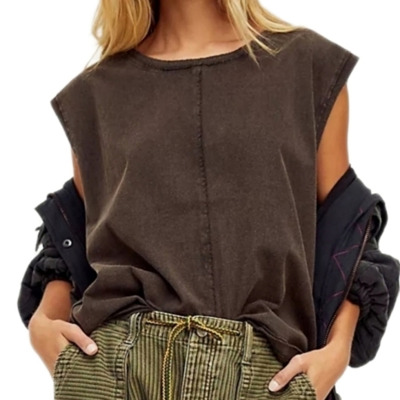 Free People Tops - Free People We The Free Kasee Muscle Tee in Raven Feather